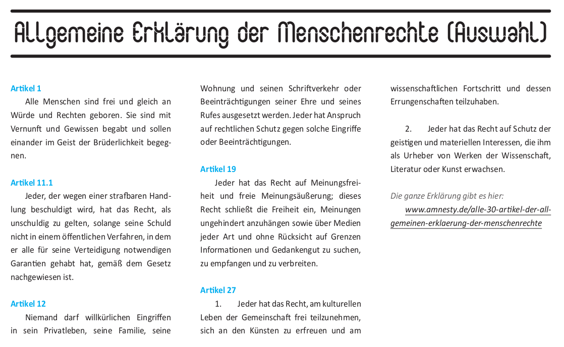Auszug aus den Menschenrechten