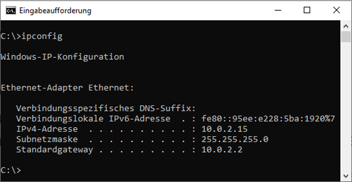 IP-Konfiguration anzeigen unter Windows
