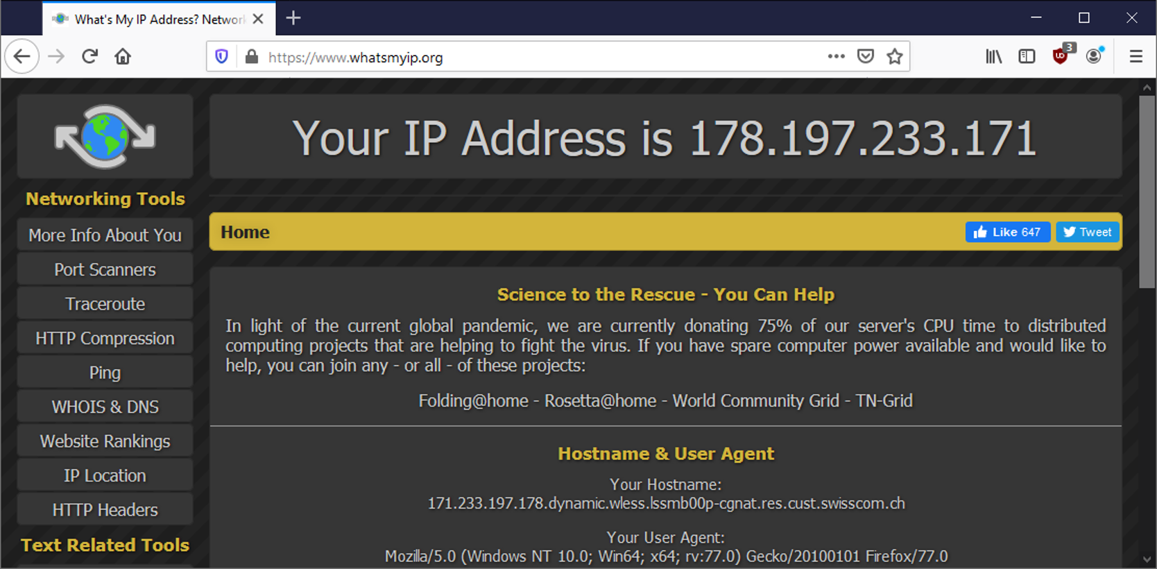 Screenshot whatsmyip.org