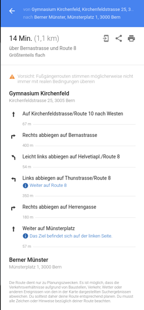 Screenshot Google Maps Navigation