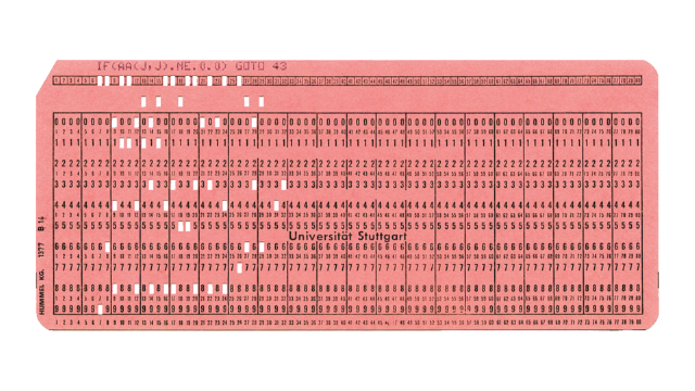 Standard-Lochkarte mit Programmcode
