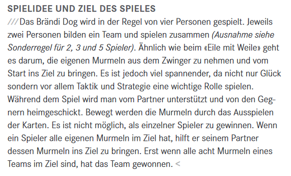Ausschnitt Spielanleitung Brändi Dog 