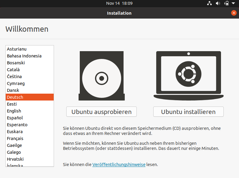 Ubuntu-Startbildschirm